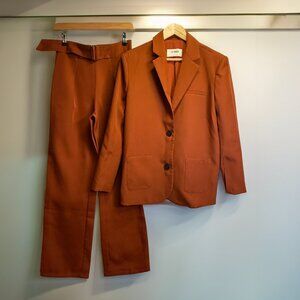 Rust brown 2-piece suit set from 4th & Reckless originally bought from Dollskill